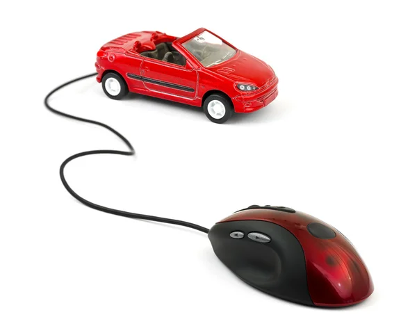 Bilgisayar fare ve araba — Stok fotoğraf