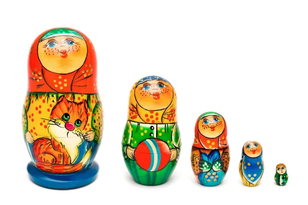 Russisches Spielzeug Matrioska Isoliert Auf Weißem Hintergrund — Stockfoto