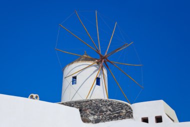 Santorini yel değirmeni, oia, Yunanistan - tatil arka plan