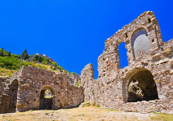 Ruinas Del Casco Antiguo Mystras Grecia Fondo Arqueológico —  Fotos de Stock