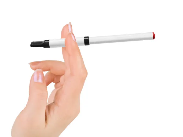 Mano Con Cigarrillo Electrónico Aislado Sobre Fondo Blanco —  Fotos de Stock