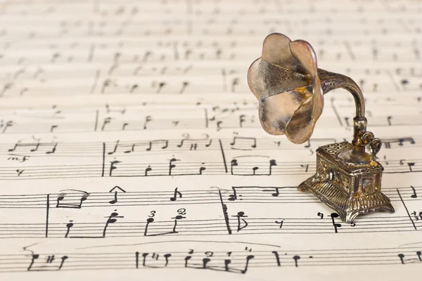 Gramofon Eski Notalar Retro Sanat Arka Plan Üzerinde — Stok fotoğraf
