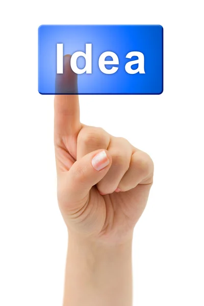 Mano y botón IDEA —  Fotos de Stock