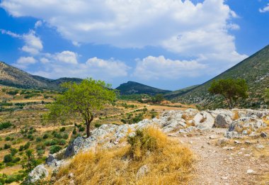 Pathway to mountains in Mycenae, Greece clipart