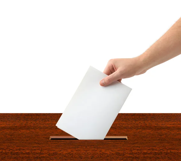 stock image Hand with ballot and box