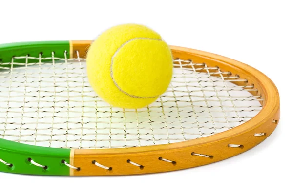 Racchetta Tennis Palla Isolata Sfondo Bianco — Foto Stock