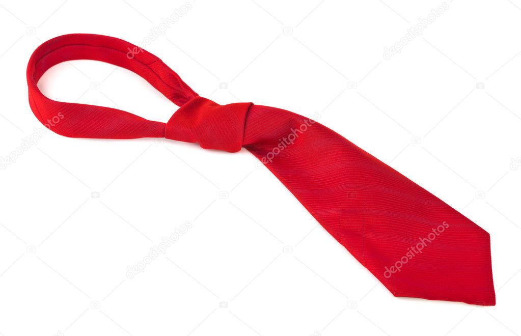 Red necktie - isolated on white background
