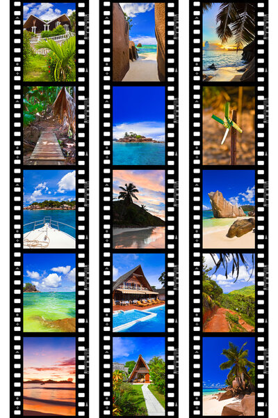 Frames of film - nature and travel (my photos) isolated on white background