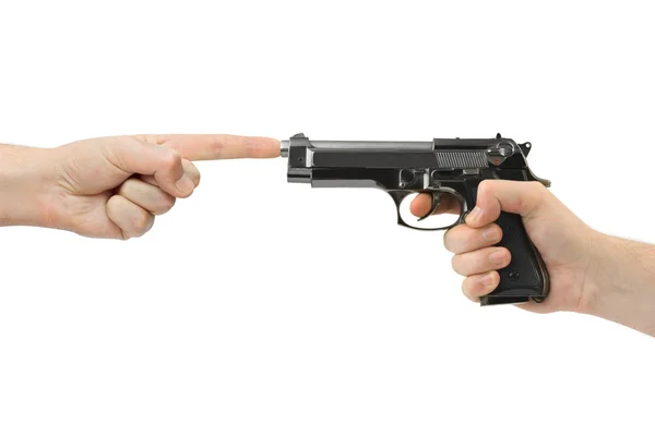 Ręce i pistolet — Zdjęcie stockowe