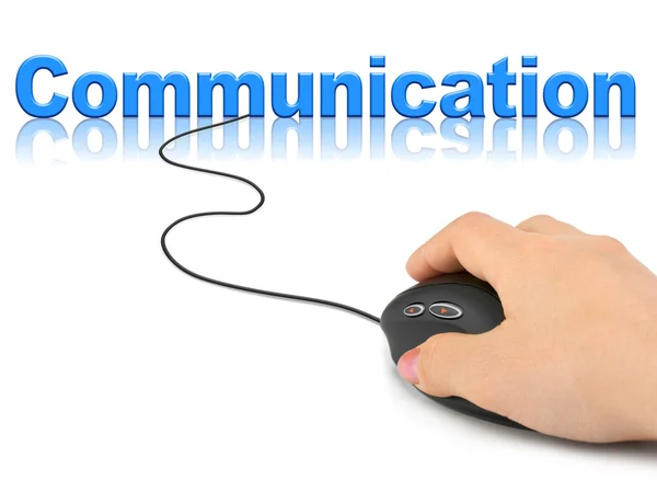 Ręka Komputera Mysz Słowo Komunikacji Koncepcja Technologii — Zdjęcie stockowe