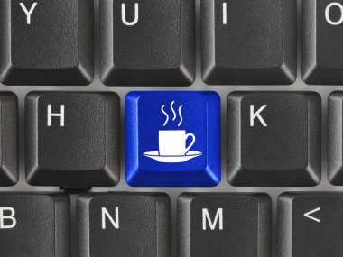 Kahve tuşlu bilgisayar klavyesi - iş konsepti