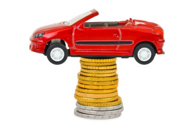 Toy car and stack of coins clipart