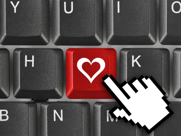 Počítačová klávesnice s láskou klíčem — Stock fotografie
