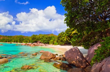 Beach Anse Lazio at island Praslin, Seychelles clipart