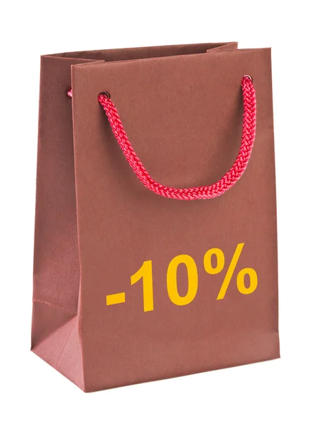 Shopping Väska Procent Isolerad Vit Bakgrund — Stockfoto
