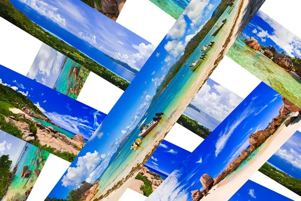 Collage Verano Playa Panorama Fondo Naturaleza —  Fotos de Stock