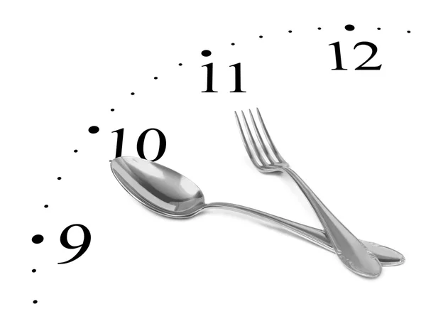 Clock Made Fork Spoon Isolated White Background — Stock Photo, Image