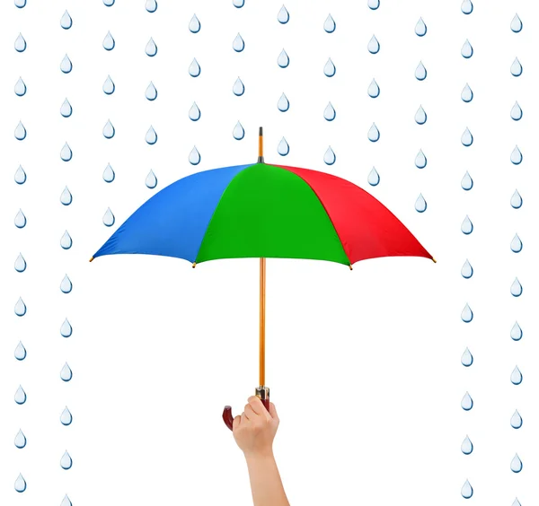 Mano Con Paraguas Lluvia Aislada Sobre Fondo Blanco —  Fotos de Stock