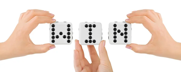 Kéz és a Game Cube győzelem — Stock Fotó