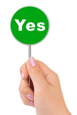 Yes sign in hand clipart