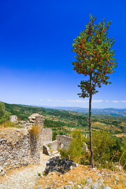 mystras, Yunanistan - seyahat arka plan şehirde eski harabeler