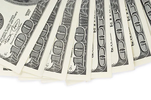 Банкноти Доларів Ізольовані Білому Тлі — стокове фото