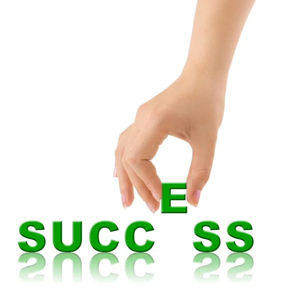 Mão e palavra de sucesso — Fotografia de Stock