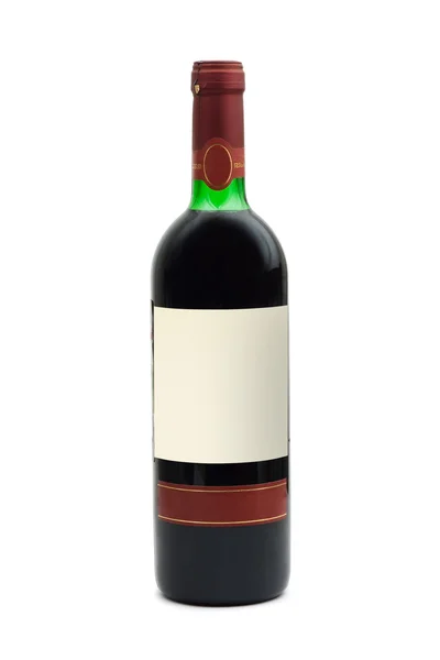 Bottiglia di vino con etichetta bianca — Foto Stock