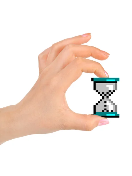 Reloj del cursor del ordenador en la mano — Foto de Stock