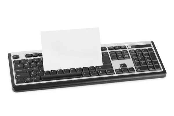 计算机键盘和纸卡 — 图库照片