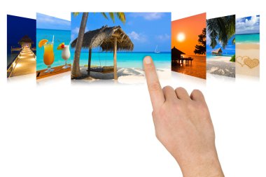 Hand scrolling summer beach images clipart