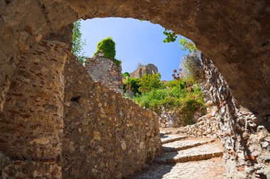 Ruins of old town in Mystras, Greece clipart