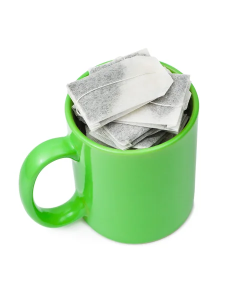 Sacos de chá na xícara — Fotografia de Stock