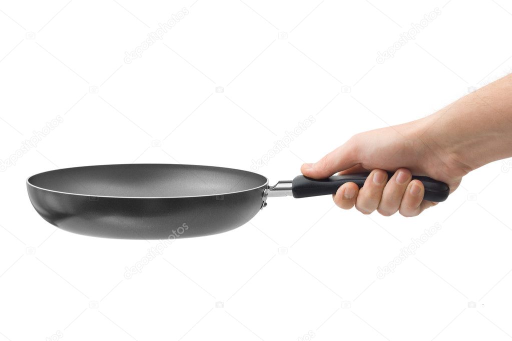 Hand with frying pan