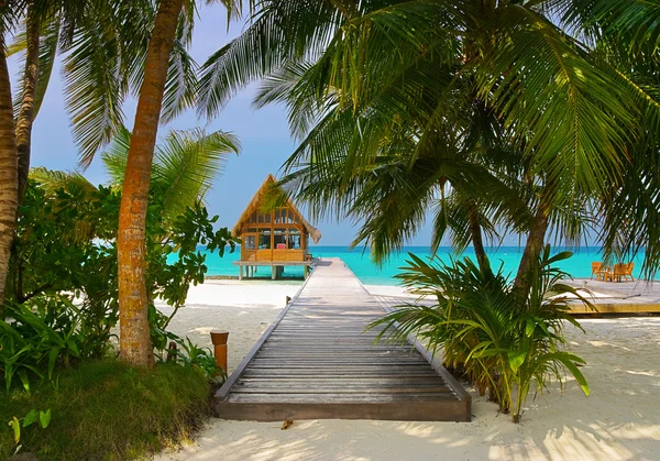 Tauchclub und Café auf einer tropischen Insel — Stockfoto