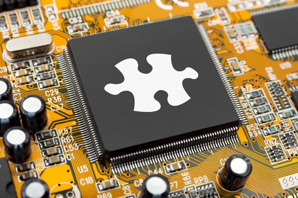 Puzzle em chip de computador — Fotografia de Stock