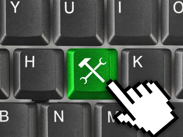 Computer keyboard with tools key — Stock Photo, Image