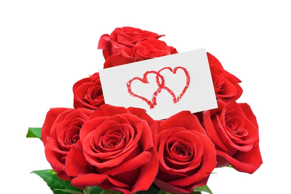 Paper card and roses — Stock Photo, Image