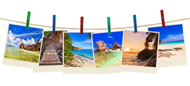 Vacation beach photography on clothespins clipart