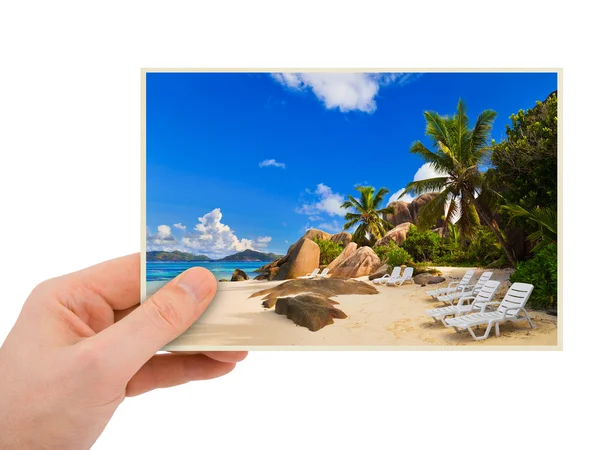 Beach photography in hand — Stock Photo, Image