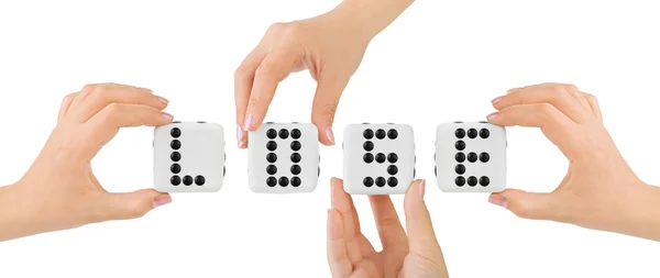 Hands and dices Lose — Stock Photo, Image