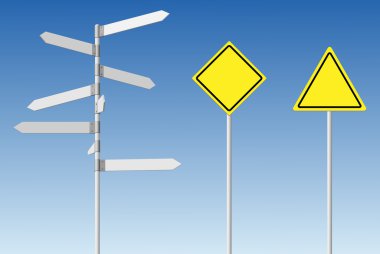 Blank signpost and guard posts. clipart