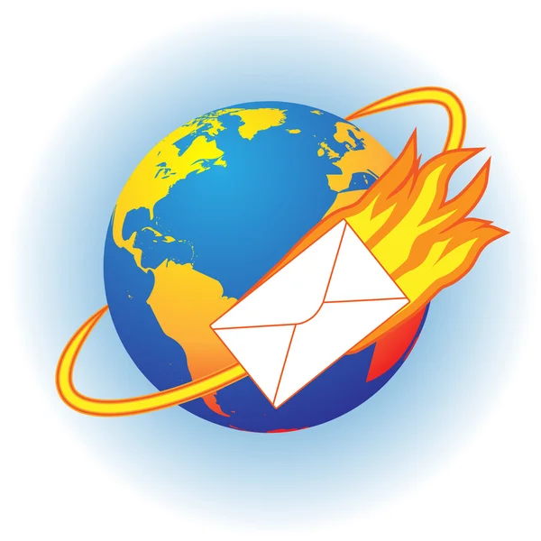 Vliegende brandende brief — Stockvector
