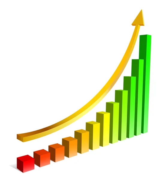 Gráfico 3D crescente — Vetor de Stock
