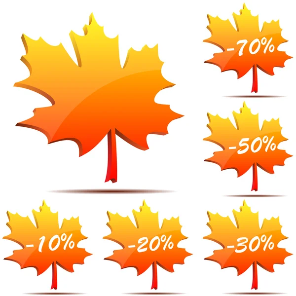 3D-maple leaf korting etiketten — Stockvector