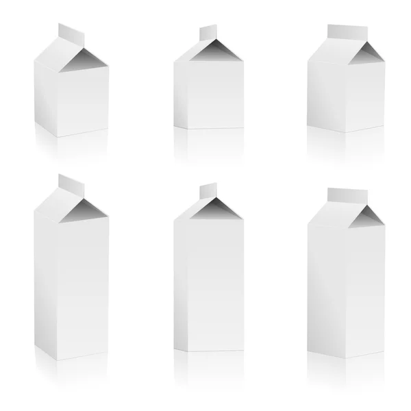 Envases de leche en blanco — Vector de stock