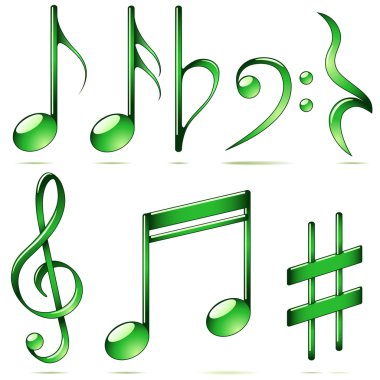 Music notation icons clipart