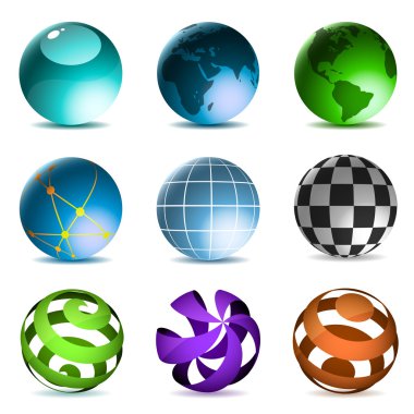 Globes and spheres icons clipart