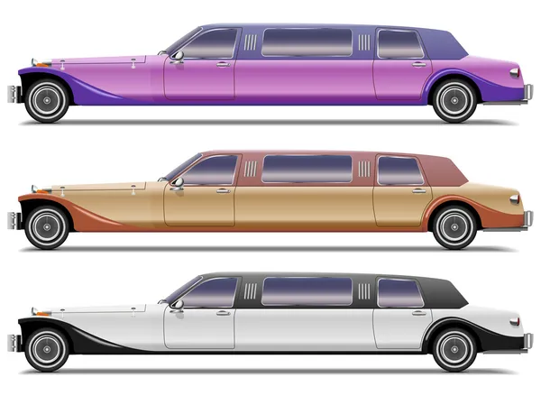 Realistic retro limousines — Stock Vector