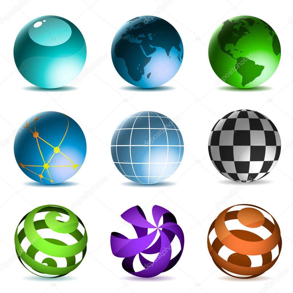 Globes and spheres icons